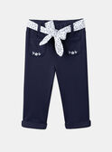 Marineblaue Hose mit Gürtel mit Blumenmuster LACLARA / 24H1BFJ1PAN070