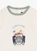 Vanillefarbenes Langarm-Body-T-Shirt mit Traktor- und Tiermotiv GABORICE / 23H1BG71BOD114