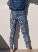 Blaue und weiße Leggings aus Jersey mit Blumenmuster LELEGETTE / 24H2PFJ2LG070
