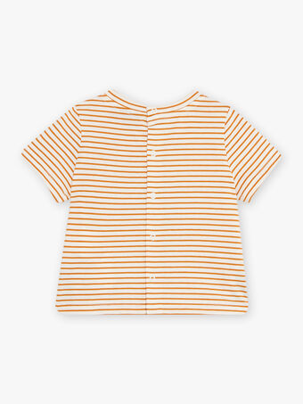 T-shirt rayé miel et écru à manches courtes bébé garçon CAKING / 22E1BG91TMC001
