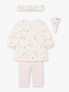 Kleid und Stirnband mit Blumen und rosa Leggings Geburt Mädchen gedruckt BOUTAINA / 21H0CF43ENS001