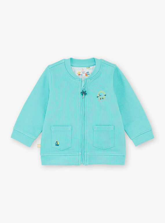 Türkisfarbene gerippte Strickjacke ZATITOUAN / 21E1BGU1GIL202