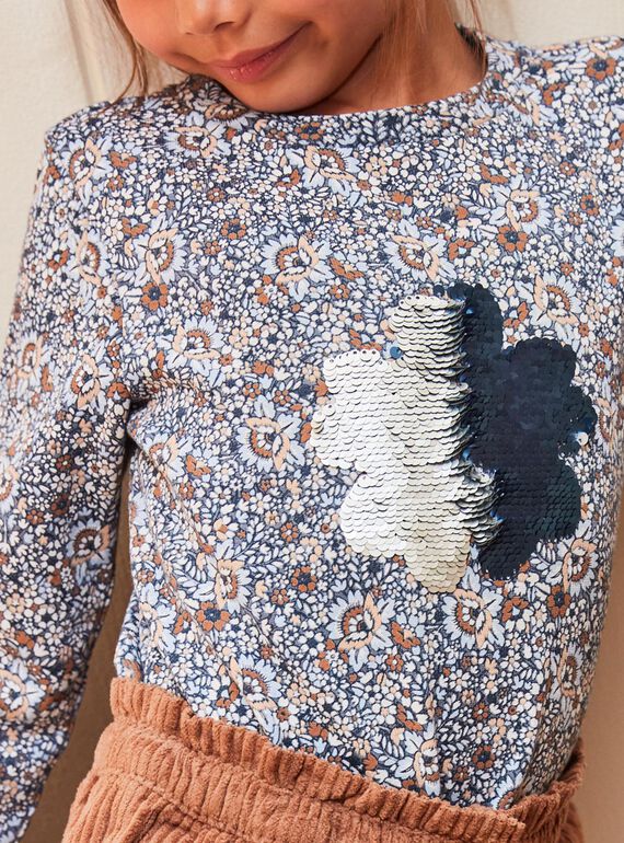 Sweatshirt mit Blumenmuster und Schneeflockenmotiv aus Wendepailletten DIASWETTE / 22H2PFY1SWEC206