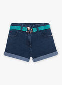Kind Mädchen dunkle Jeansshorts mit Paillettengürtel CAUJENETTE 1 / 22E2PFT2SHOK005