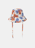 Bob in Weiß mit tropischer Blumenstickerei in Orange und Blau KLOBOBETTE / 24E4PFS1CHA001