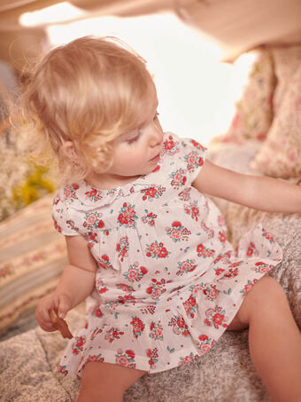 Baby Mädchen mit Kreide- und Blumendruck Bloomer-Kleid CALUCIE / 22E1BFJ1ROB632