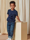 Dunkle Denim-Jeans für Kinder Jungen mit Kontrastnähten CAZIRAGE1 / 22E3PGF2JEAK005