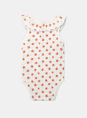 Gerippter Body ärmellos in Ecru mit Blumenprint in Blau und Orange KAZARA / 24E1BFS1BOD001