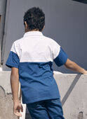 Blau-weißes Poloshirt aus Jersey mit Gitarren-Dachsmotiv LEPOLAGE / 24H3PGJ1POL000