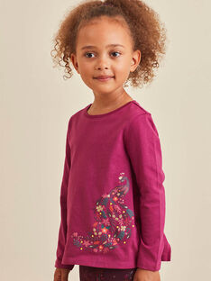 Stachelbeer-T-Shirt für Kind Mädchen mit Pfauenmotiv BOUJIETTE / 21H2PFQ1TMLD307