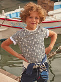 Gestreiftes T-Shirt mit maritimen Streifen und Segelbootmotiven KEBOTAGE / 24E3PG41TMC009