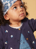 Texturierte marineblaue Strickjacke mit gestickten Blumen LACORRINE / 24H1BFJ2CAR070