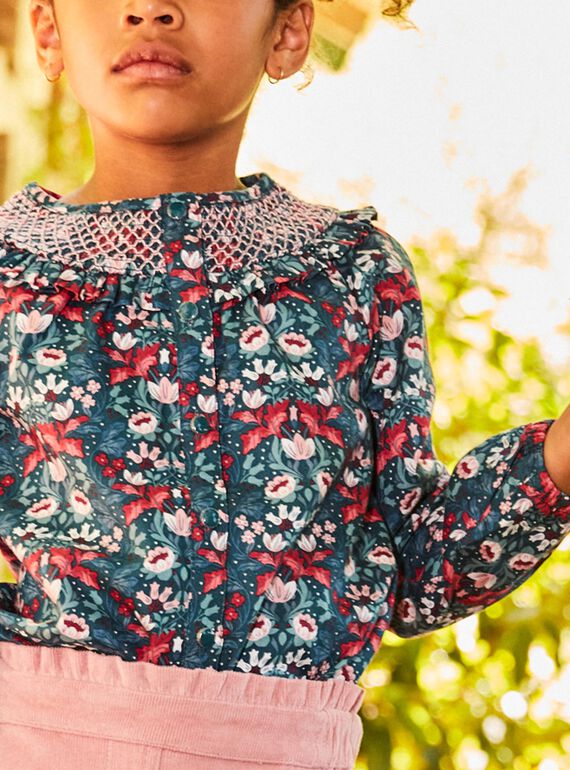 Grüne Bluse mit Blumenmuster DUIBLETTE / 22H2PFZ1CHEG633