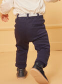 Marineblaue Hose mit Gürtel mit Blumenmuster LACLARA / 24H1BFJ1PAN070