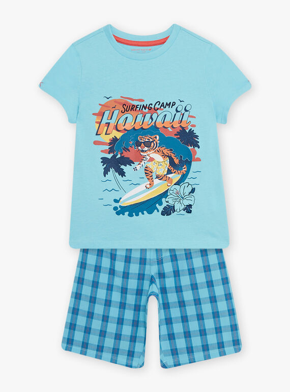 Türkisblaues Surf-Pyjama-Set für Kinder Jungen CAWAIAGE / 22E5PG55PYJC216