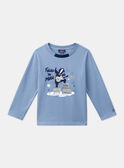 Hellblaues T-Shirt aus Jersey mit Dachs-Motiv als Gitarrist LETICHAGE / 24H3PGJ1TMLC236