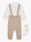 Set mit Hose, Body und Söckchen in Beige und Weiß LONDON / 24H0CM11ENS007