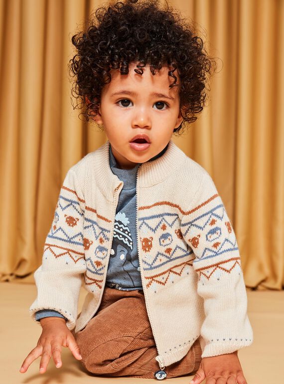 Strickweste mit Tier-Jacquard und Fantasiemuster beige DASICHARD / 22H1BGY1GILA001