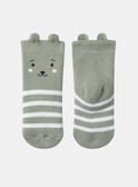 Lehmgrüne und weiße Terry-Bouclette-Socken KAALAN / 24E4BG35SOQG600