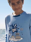 Hellblaues T-Shirt aus Jersey mit Dachs-Motiv als Gitarrist LETICHAGE / 24H3PGJ1TMLC236