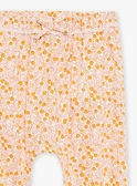 Ecru- und orangefarbene Popeline-Hose mit Blätter- und Früchtemuster FAULINE / 23E1BFP1PAN001