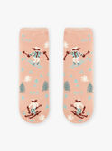 Rosa Anti-Rutsch-Socken für Kinder Mädchen mit Berg-Ski-Aufdruck BLATUETTE / 21H4PFO1SOA318