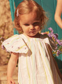Set mit Kleid und Bloomer in Ecru mit Streifenprint aus Popeline LAALBERTINE / 24H1BFI2ROB001
