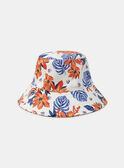 Bob in Weiß mit tropischer Blumenstickerei in Orange und Blau KLOBOBETTE / 24E4PFS1CHA001