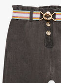 Graue Paperbag-Denim-Jeans für Kinder Mädchen mit gestreiftem Gürtel CLODETTE2 / 22E2PFF1JEAK004