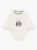 Vanillefarbenes Langarm-Body-T-Shirt mit Traktor- und Tiermotiv GABORICE / 23H1BG71BOD114