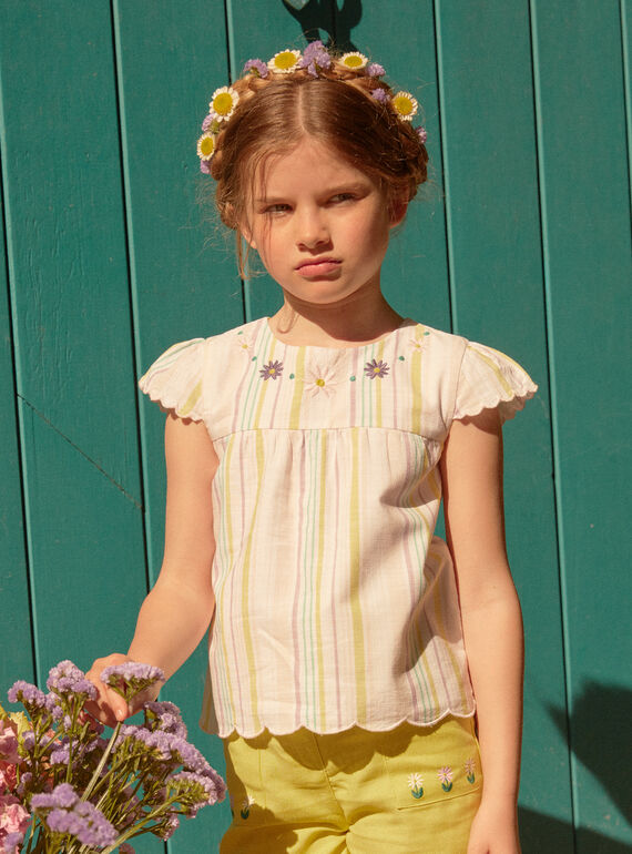Bluse in Ecru mit Streifenprint LARAYETTE / 24H2PFI1CHE001