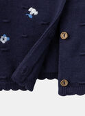 Texturierte marineblaue Strickjacke mit gestickten Blumen LACORRINE / 24H1BFJ2CAR070