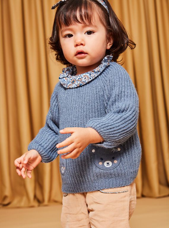 Blaugrauer Strickpullover DAROMY / 22H1BFY1PULC206