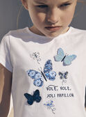 Ecru T-Shirt mit Schmetterlingsmotiv LEPAPYETTE / 24H2PFJ1TMC001